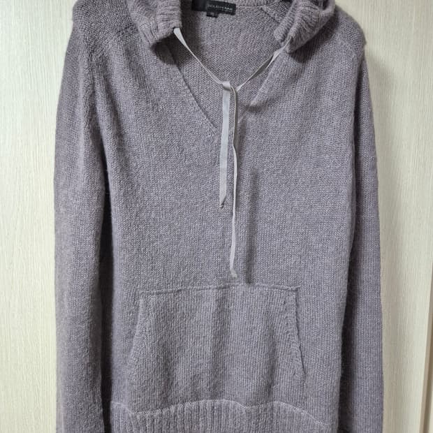 우영미 솔리드옴므 모헤어 니트 후드니트 브이넥  48