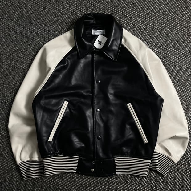 파르티멘토 버핑레더 배색 봄버 자켓o 4105