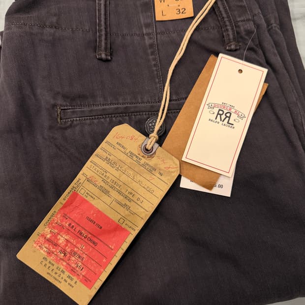 RRL 가먼트 다이 해링본 트윌 필드 팬츠 블랙 32x32