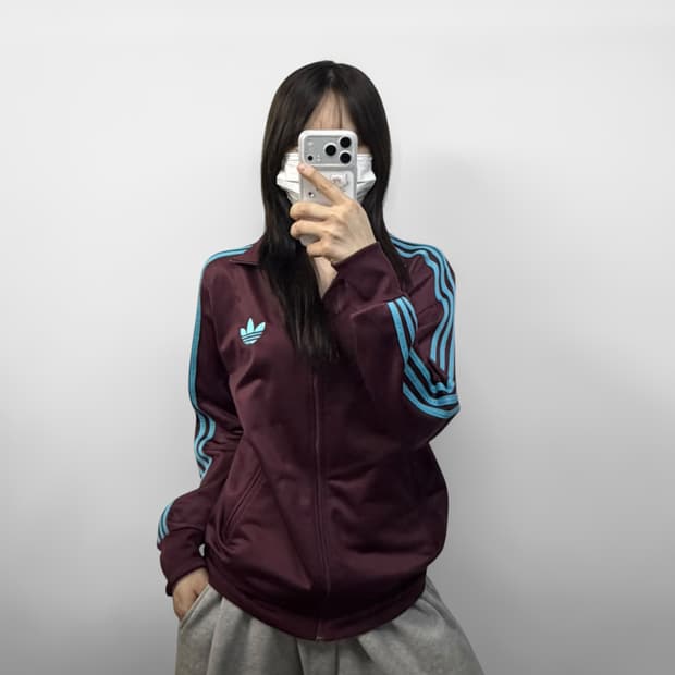아디다스 og 파이어버드 트랙탑 져지 마룬 버건디