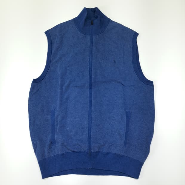 CL327 XL 폴로 피마코튼 풀집업 조끼 니트스웨터