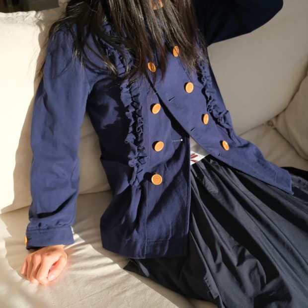 Frill jersey peacoat