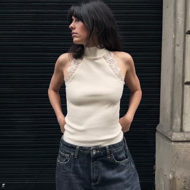 자라 레이스 리브드 탑 s