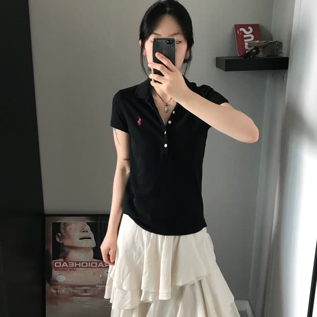 폴로 랄프로렌 여성라인 포니로고 블랙 카라티