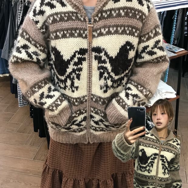 🧡빈티지 독수리 패턴 코위찬 집업 🧡