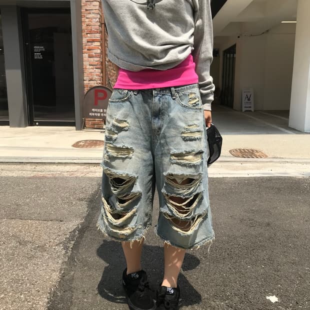 보세 데님 버뮤다 팬츠