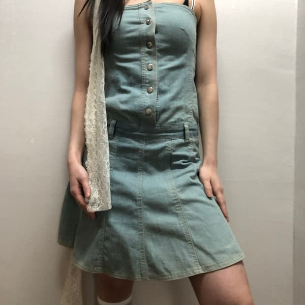 빈티지 데님 버튼 원피스