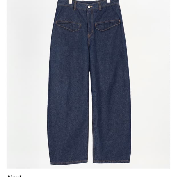 Aieul 커브드 데님 인디고 와이드 팬츠 34