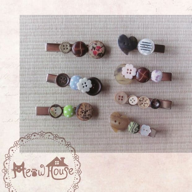 앤틱 브라운 핸드메이드 단추핀