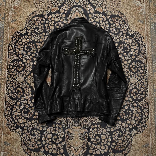 Back cross leather jacket