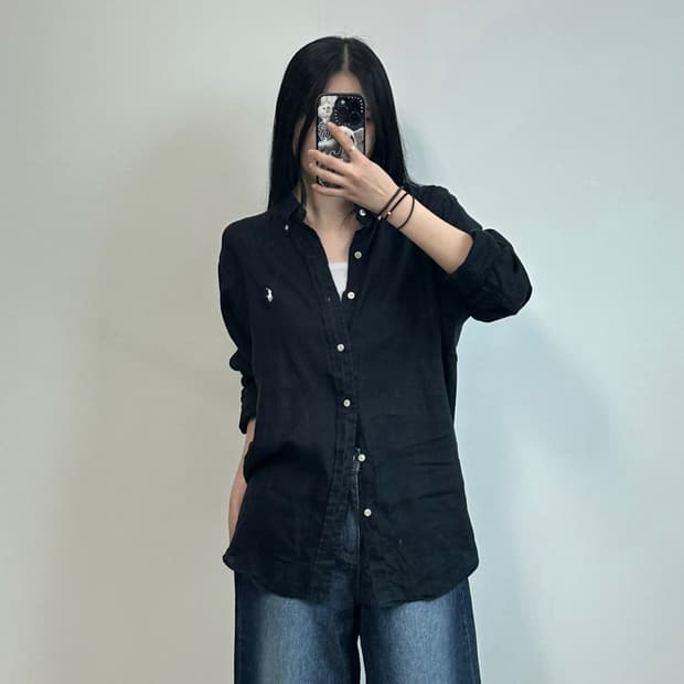 폴로 랄프로렌 QR 신형 블랙 린넨 셔츠