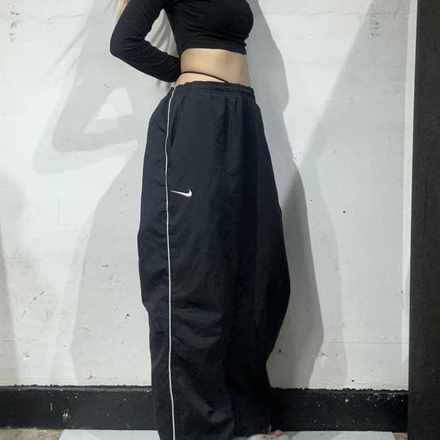 나이키 블랙 와이드 빅 사이즈 화이트 사이드 라인 트랙 팬츠 XXL