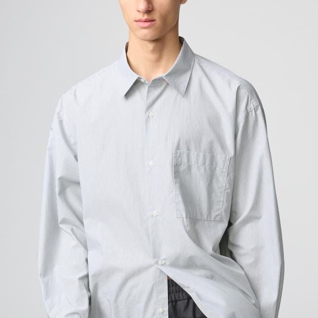 유니클로 C 브로드클로스오버사이즈셔츠 그린 M