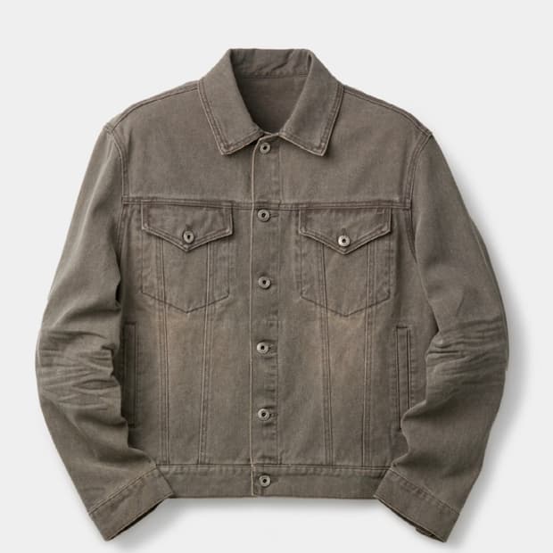 쿠어 엠보 워시드 데님 트러커 자켓 S