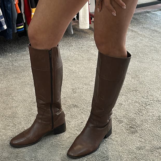 에드윈 SOMETHING 라인 브라운 가죽 부츠245