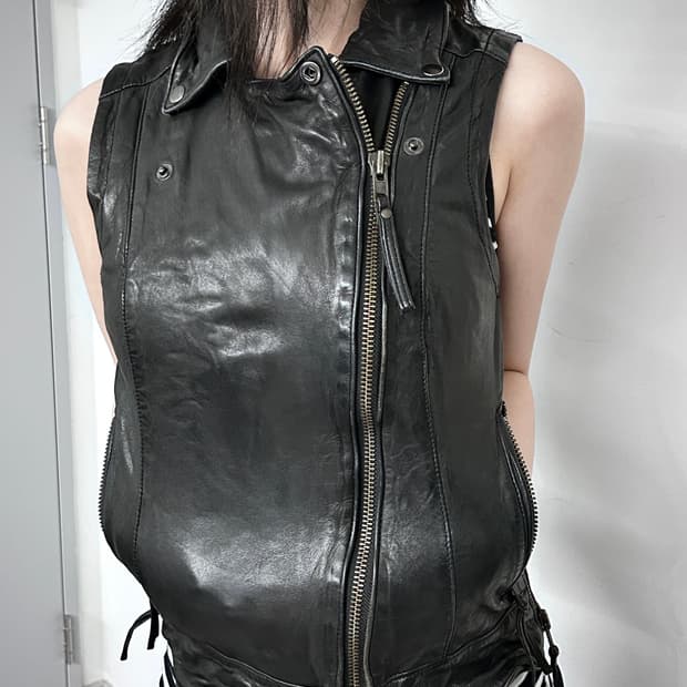 Muubaa Artisanal Diagonal Leather Vest