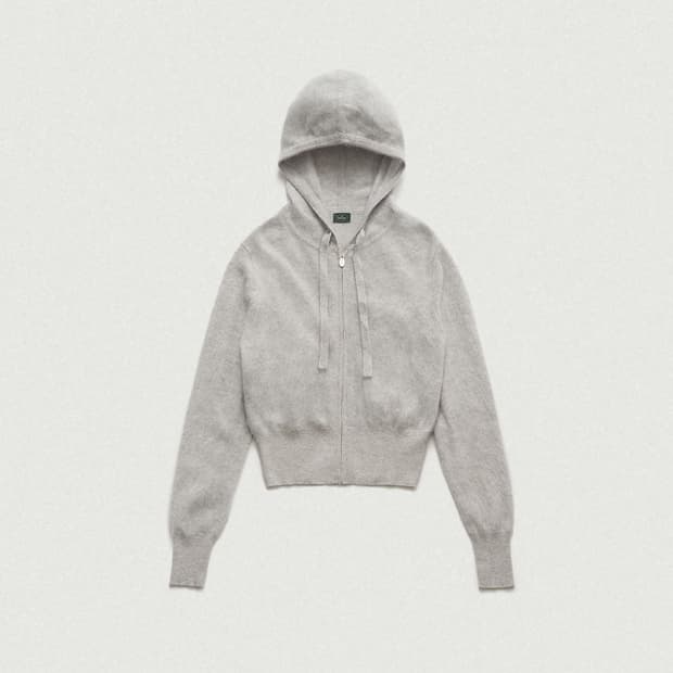 더바넷 퍼지 후드 니트 집업 그레이