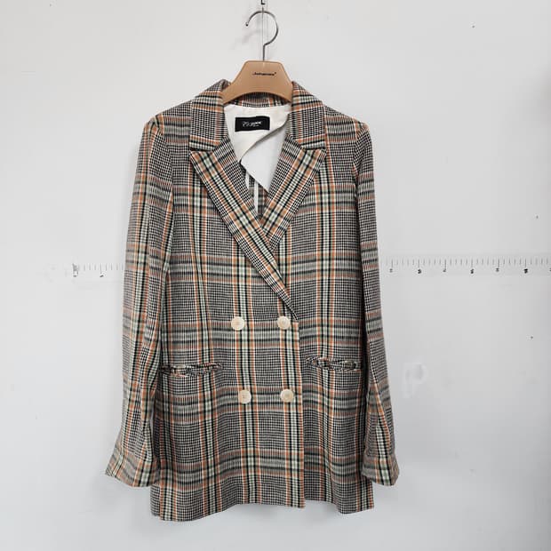 ZOOC 체크 더블 버튼 자켓