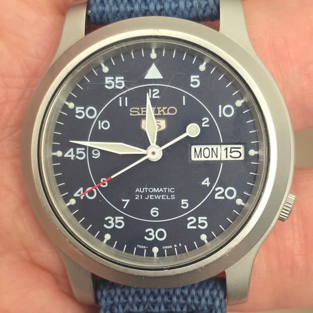 세이코 5 오토메틱 SNK897k2
 BLUE 스켈레톤 시계