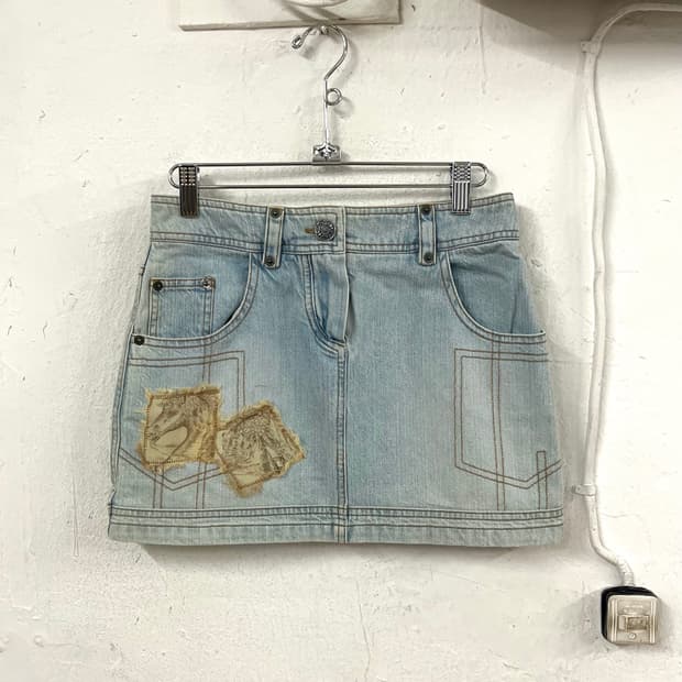 크리스찬 디올 2006SS 존갈리아노 실크 패치 미니 스커트