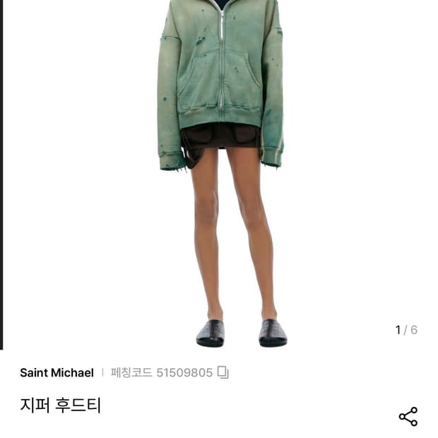 Saint Mxxxxxx 데미지 후드집업 XL