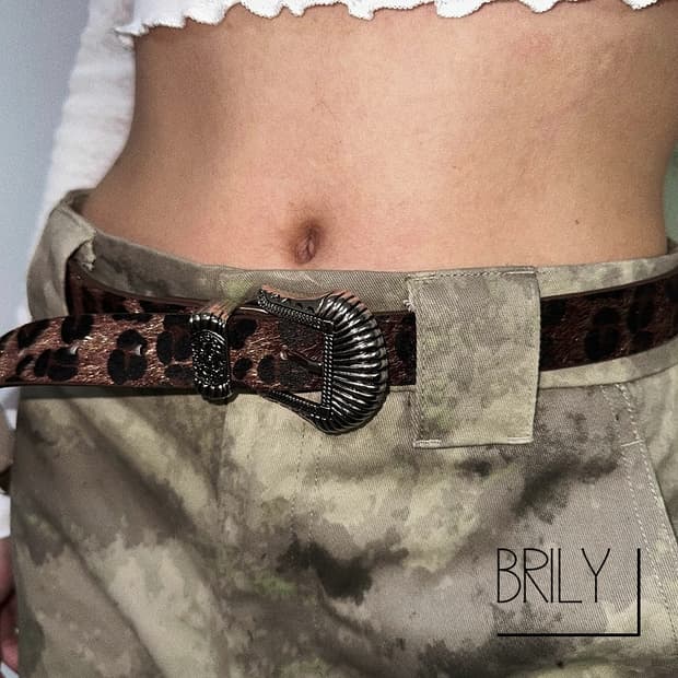 [Unisex] JAW 레오파드 호피 송치털 클래식 웨스턴 가죽 벨트