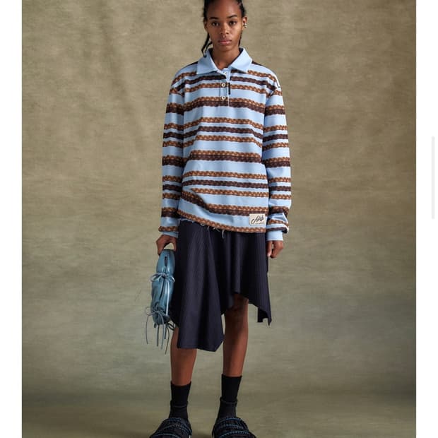 Hairbraid stripe collar tshirt