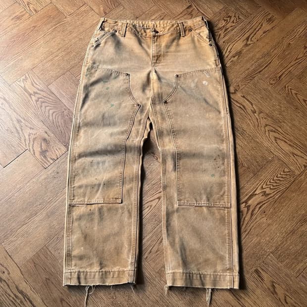 [34]칼하트 USA 더티워싱 브라운 더블니 워크 팬츠