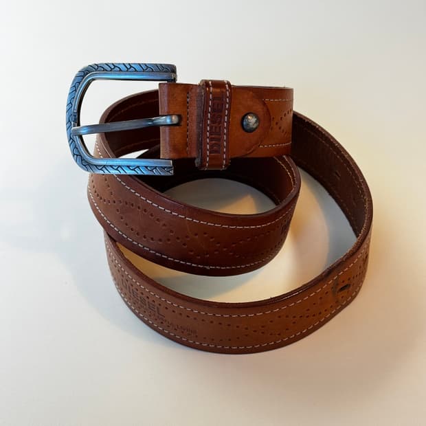 DIESEL 디젤 웨스턴 레더 벨트 (OS) 브라운