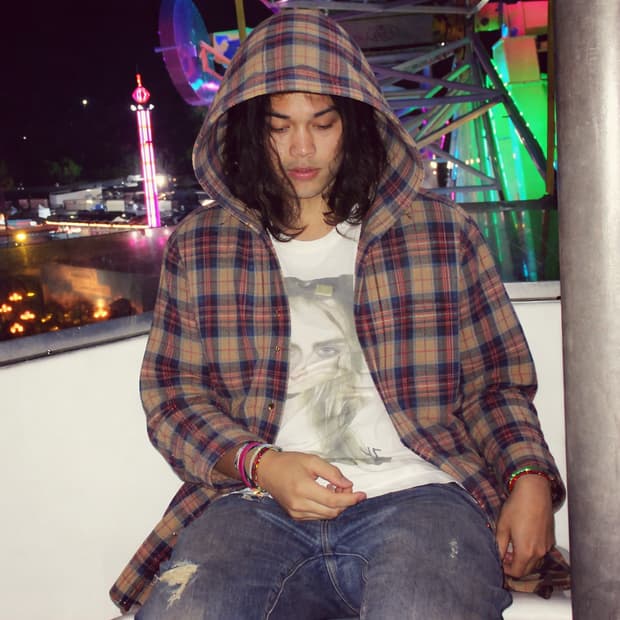 Supreme printed hooded flannel shirt tan