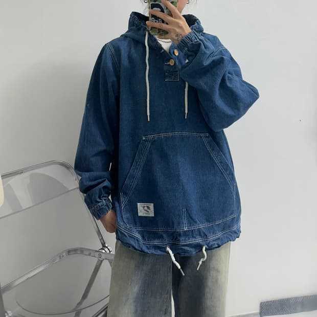 vintage 데님 아노락 후드티