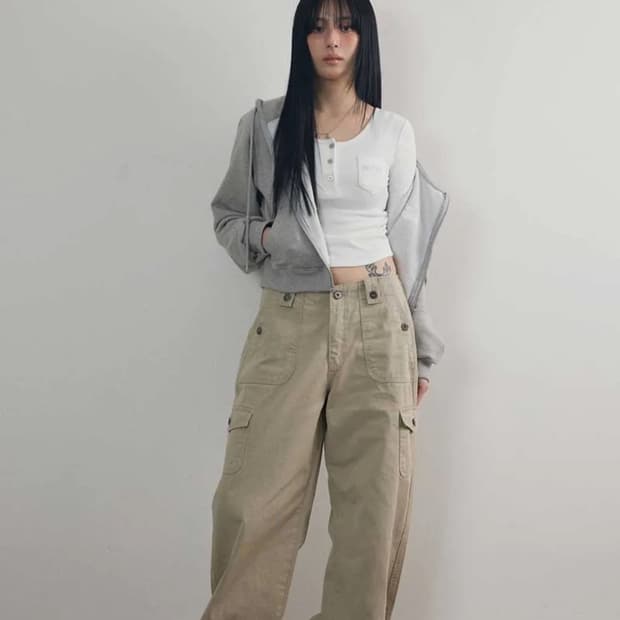 애즈온 제드 카고팬츠 베이지 s