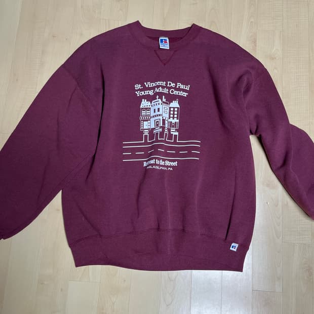 [XXL]90s usa russell스웻 버건디 as