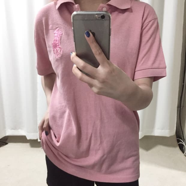 폴로 랄프로렌 치프키프 딸기우유 핑크 빅포니 카라 반팔 티