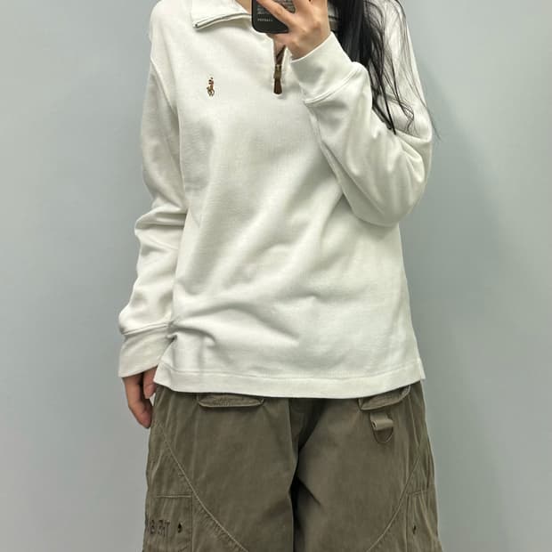 폴로 랄프로렌 신형 화이트 반집업 니트 