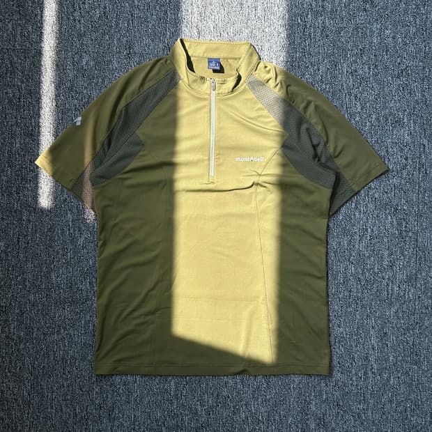 몽벨 카키 기능성 반팔티셔츠