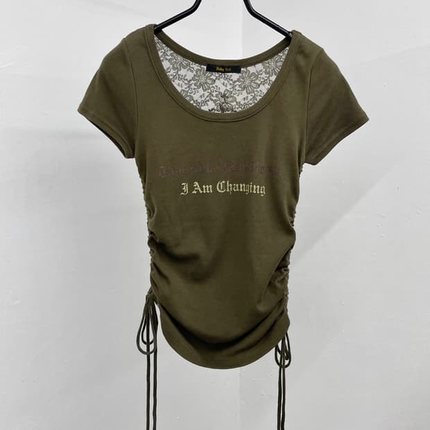 y2k 그런지 셔링 레이스 탑