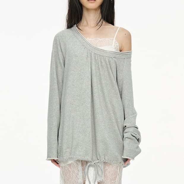 세릭 Round Hem String Top _ Gray