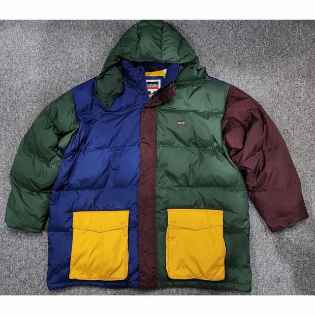 리바이스 스테이 루즈 컬러블록 다운 패딩 XL