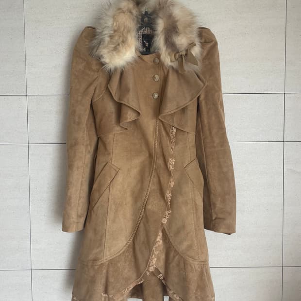 퍼 프릴 리본 원피스 코트 갸루 핀터 리즈리사 엑시즈팜 마즈