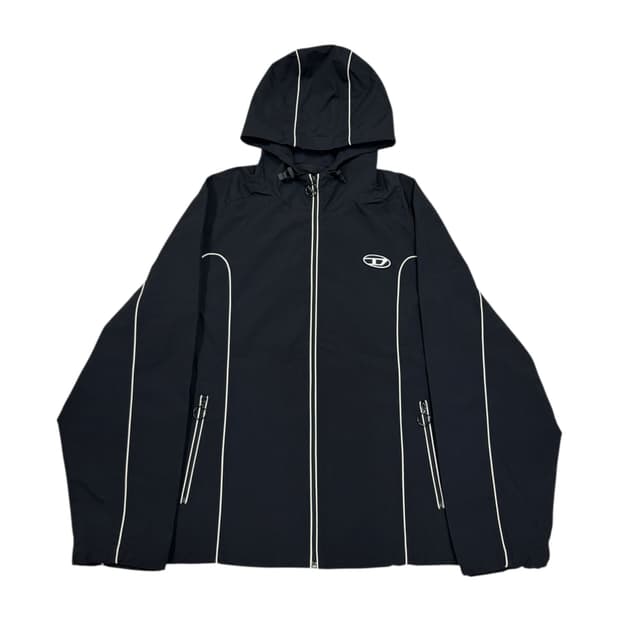 디젤 J 하이브스 콘트라스트 파이핑 윈드브레이커 블랙 L