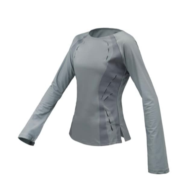 오호스 Film slit stretch top blue gray