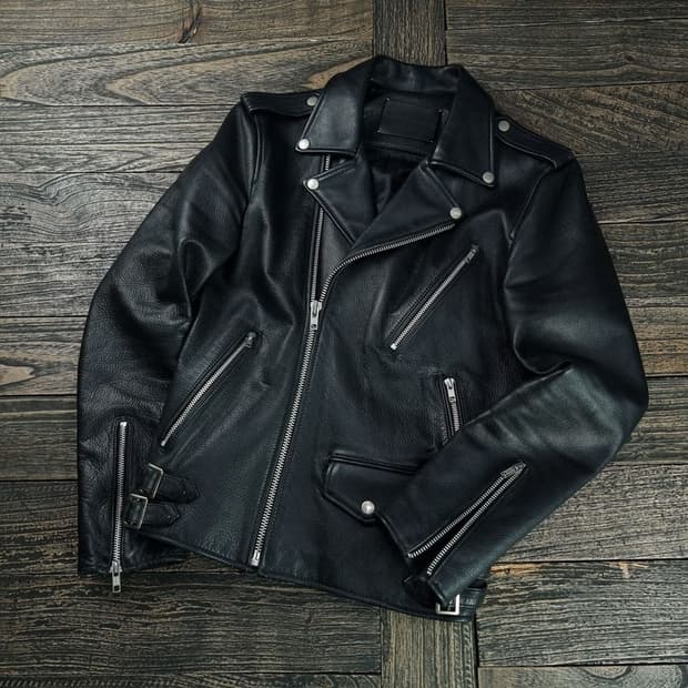 [비바스튜디오] 리얼 램스킨 사선 라이더 자켓 블랙 M17905