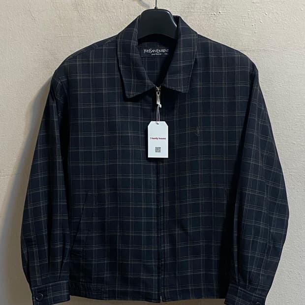 입생로랑 체크 집업 자켓