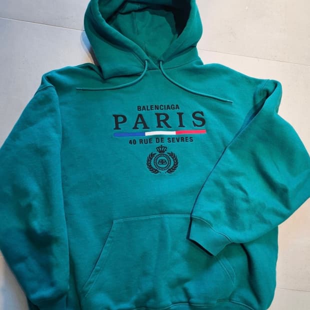 발렌시아가 파리스 플래그 로고 후드티 오버사이즈 M