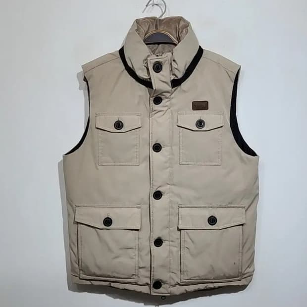 (100) 노스페이스 구스다운 패딩조끼 베이지 거위털 베스트 집업 