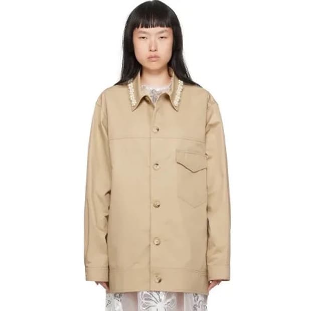 (유일매물) 시몬로샤 펄 디테일 워크자켓 하프 트렌치코트