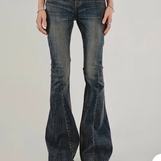 Ootj 데님 절개 부츠컷 미드라이즈 L