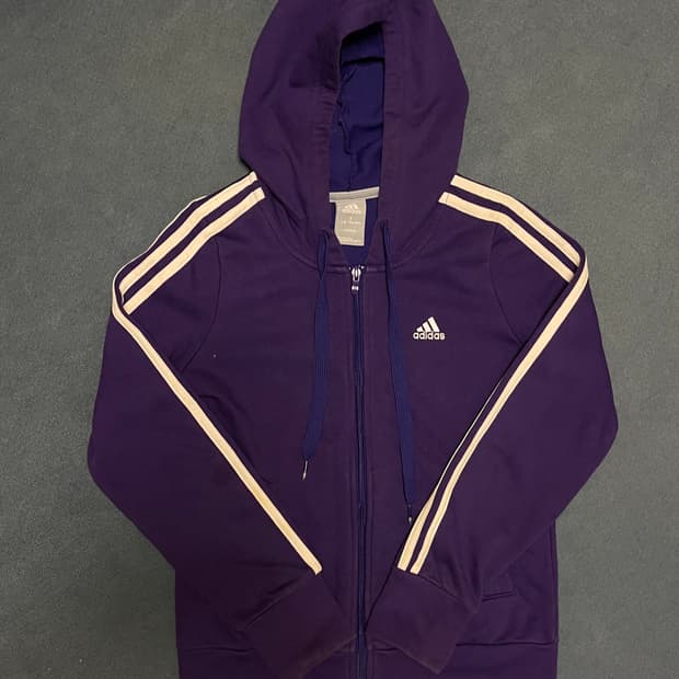 아디다스 면 후드집업 퍼플