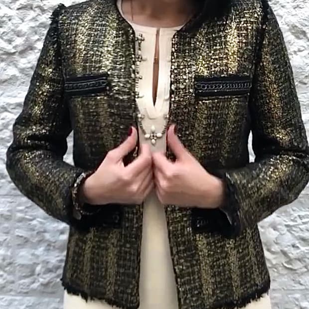 산드로 메탈릭 골든 트위드 자켓